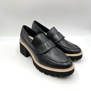 Dolce Vita Womens Size 10 Black Leather Chunky Lug Sole Loafers Shoes